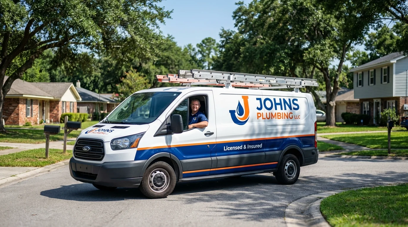 Johns Plumbing LLC service van in Chelsea, NY