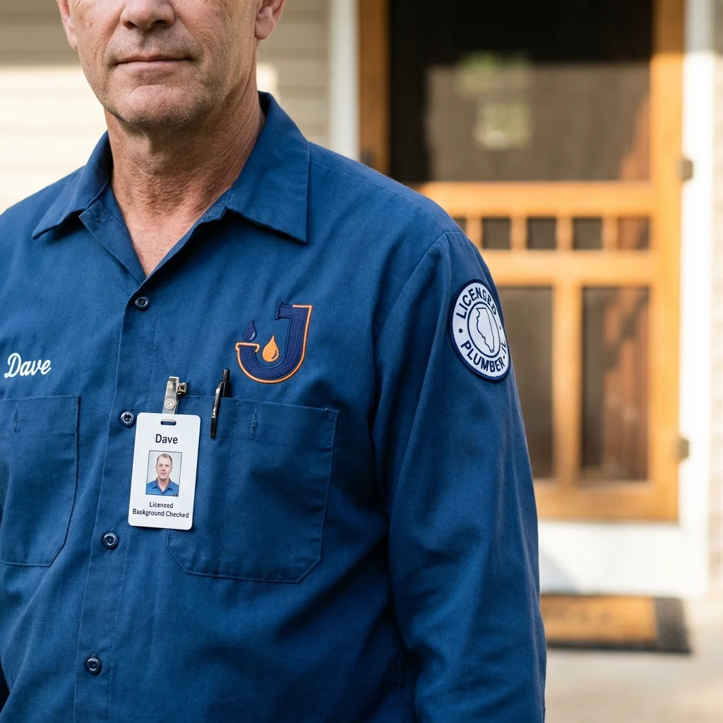Licensed plumber showing ID badge in Chelsea, NY